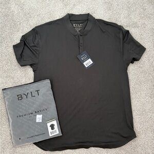 BYLT Drop Cut Stealth Polo in Black